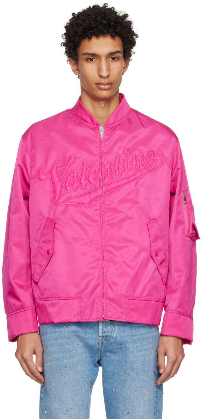 Valentino Pink Embroidered Bomber Jacket for Men Lyst