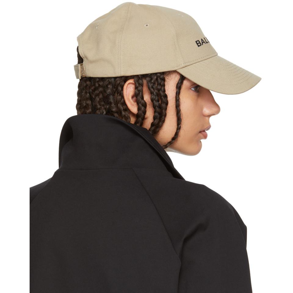 Balenciaga Cotton Beige Logo Cap in 