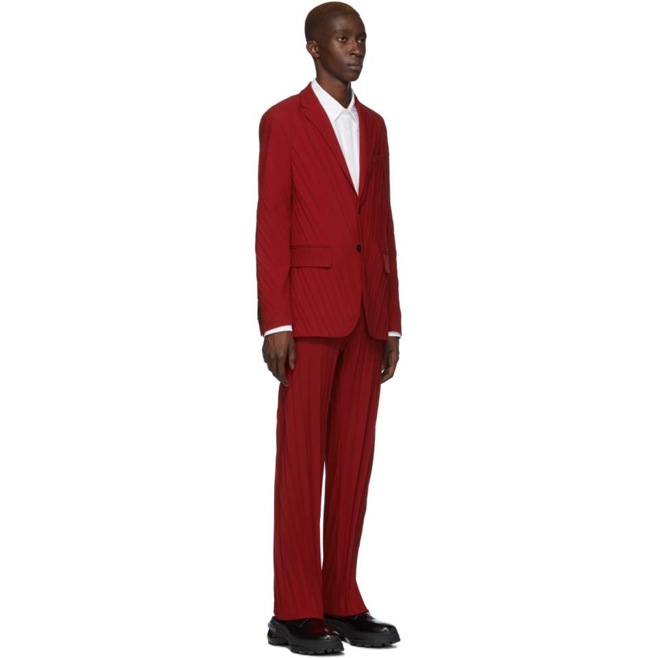 Valentino Red Plisse Suit for Men | Lyst
