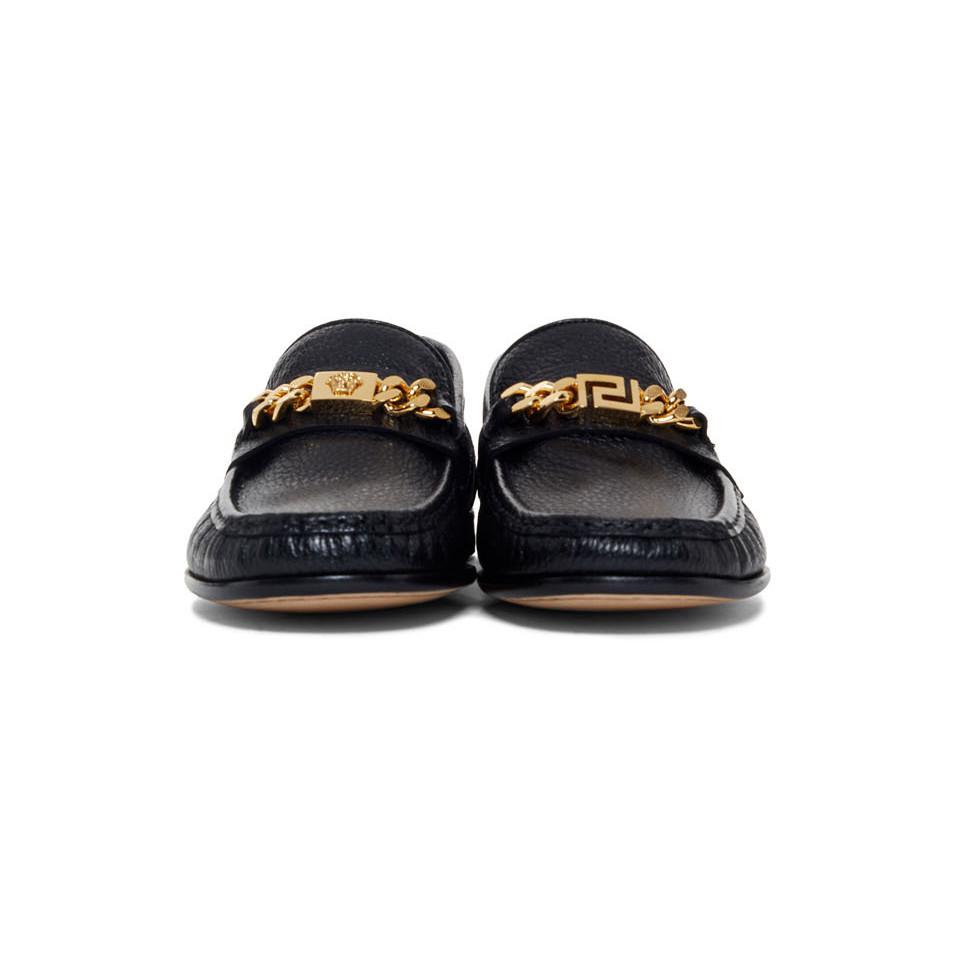 Versace Black Medusa Chain Loafers for 