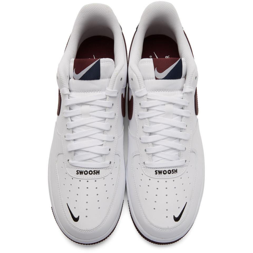 Nike Leather White And Burgundy Air Force 1 07 Lv8 4 Sneakers for Men | Lyst