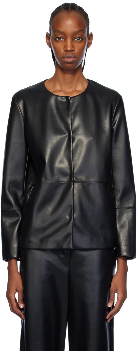 Max Mara レディース ブラック Festoso フェイクレザー ジャケット 