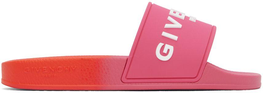 Givenchy Pink Orange Embossed Slides in Black Lyst