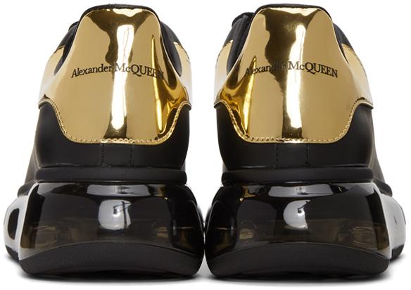 Alexander McQueen Oversized Leather Sneakers Black/gold for Men | Lyst