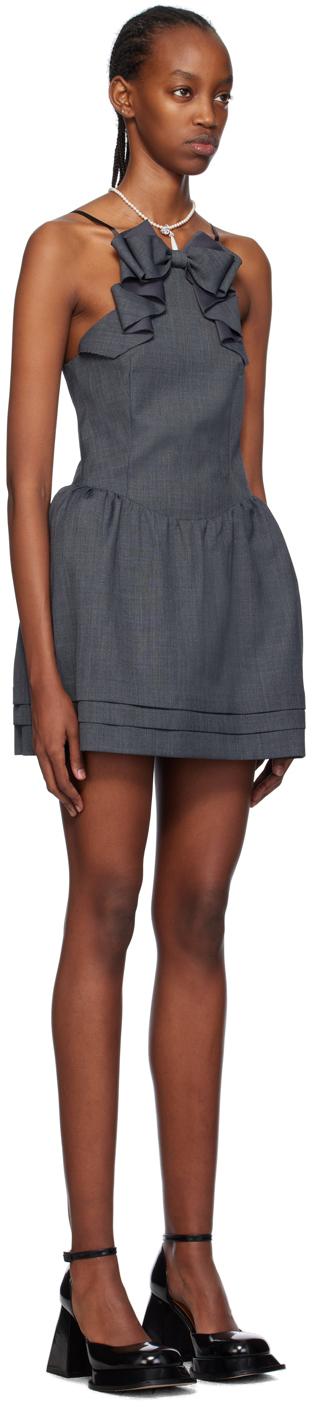 SHUSHUTONG グレー フリル付きミニドレス