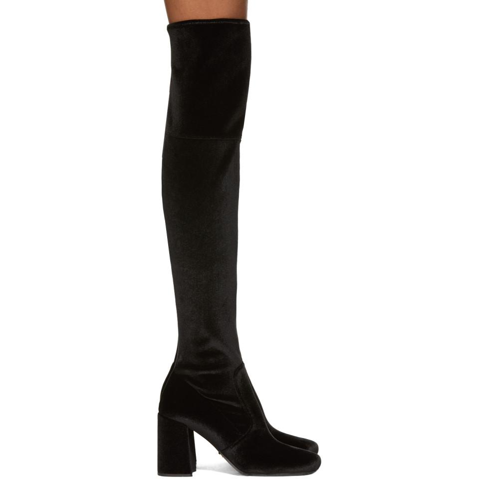 Over the knee black velvet boots Clearance