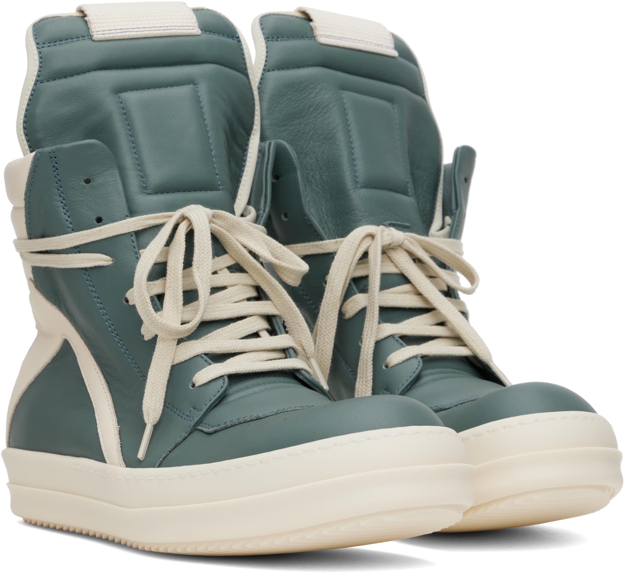 Rick Owens Off- Hollywood Geobasket Sneakers in Green for Men | Lyst