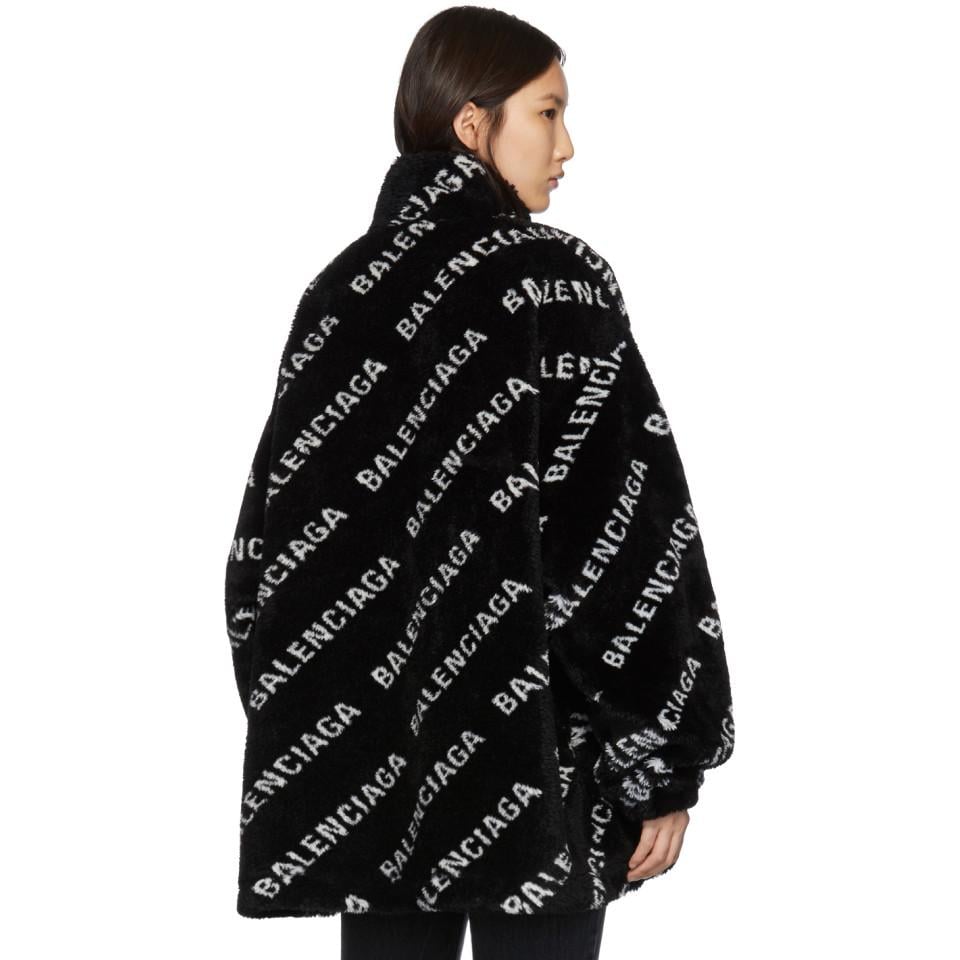 hegn shabby Trafik Balenciaga Black Faux-fur Zip Jacket | Lyst