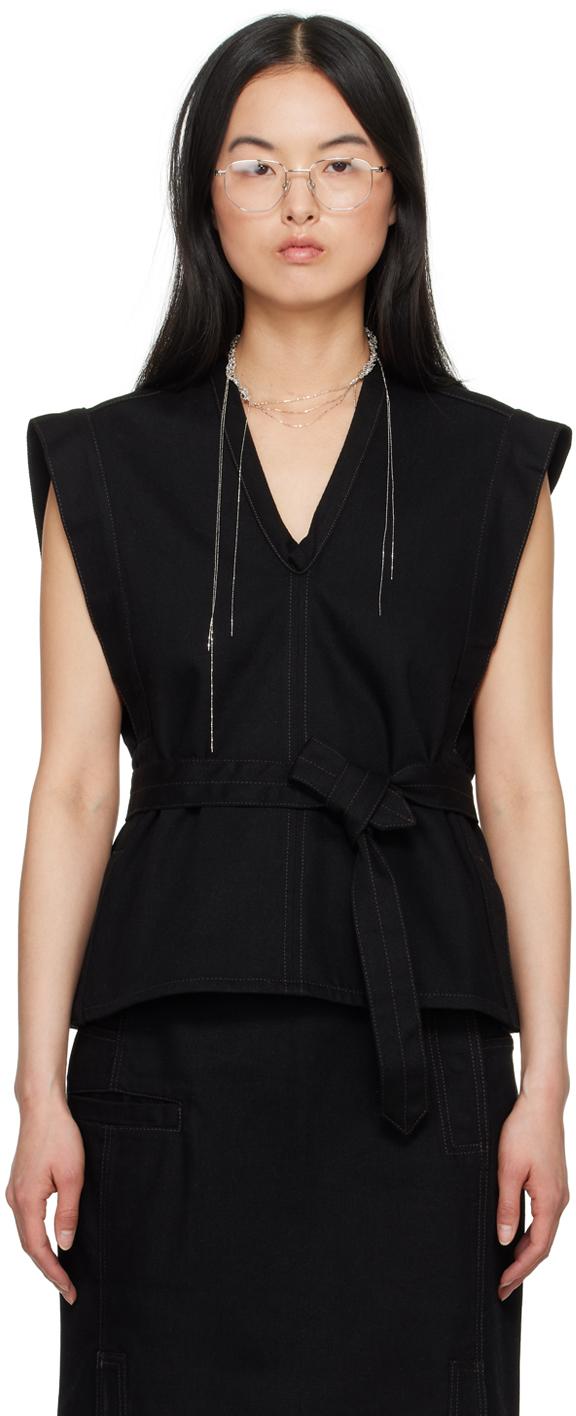 Lemaire Chasuble Denim Vest in Black | Lyst