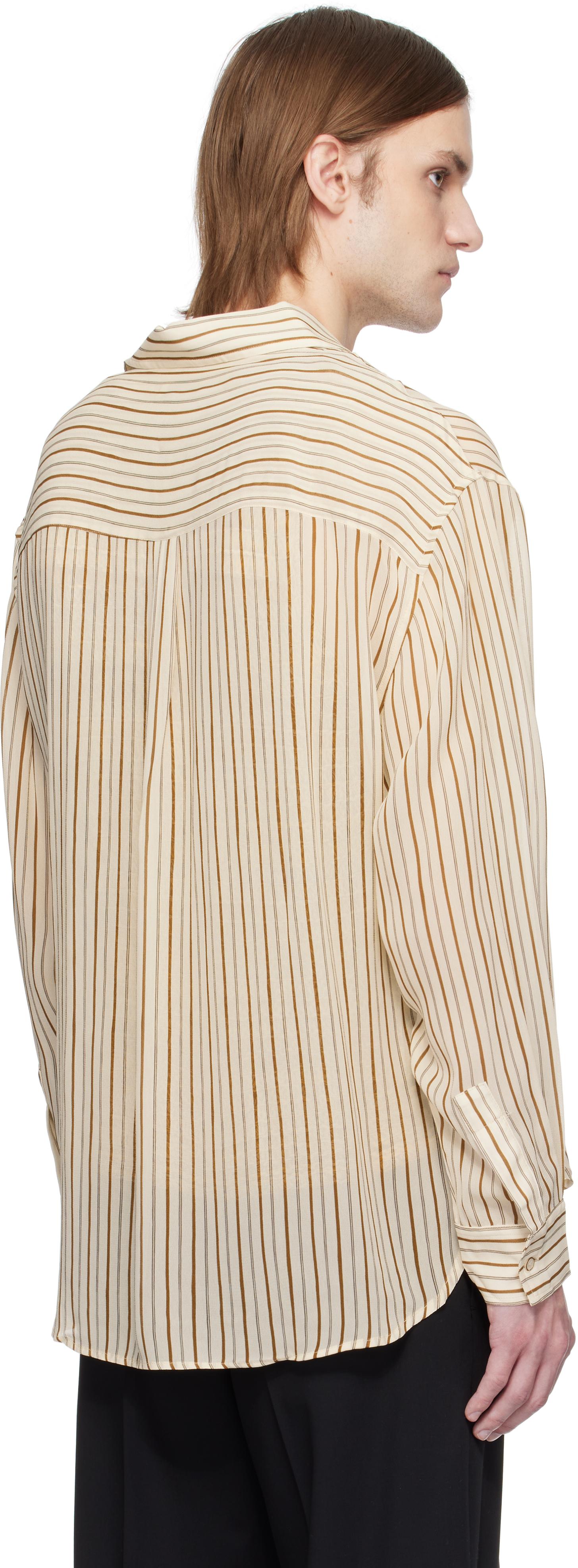 トップス CMMN SWDN 25SS Akito Embroidered Shirt CMMN SWDN: Beige Akito Embroidered Shirt | SSENSE