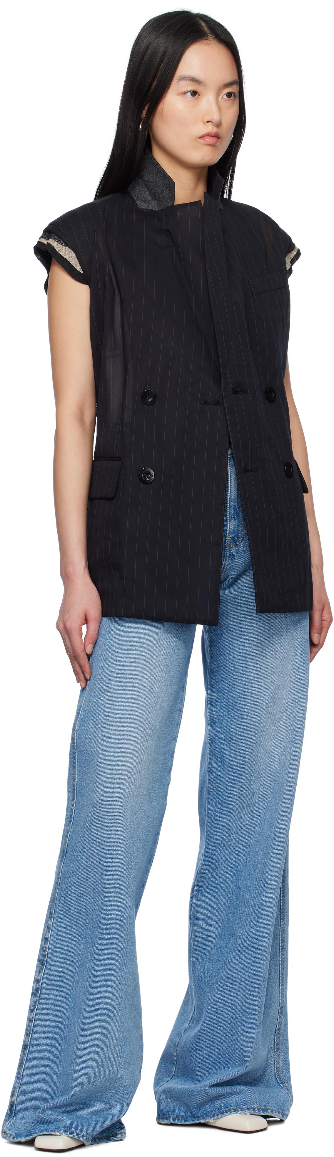 Sacai High Twist Voile Vest in Black | Lyst Australia