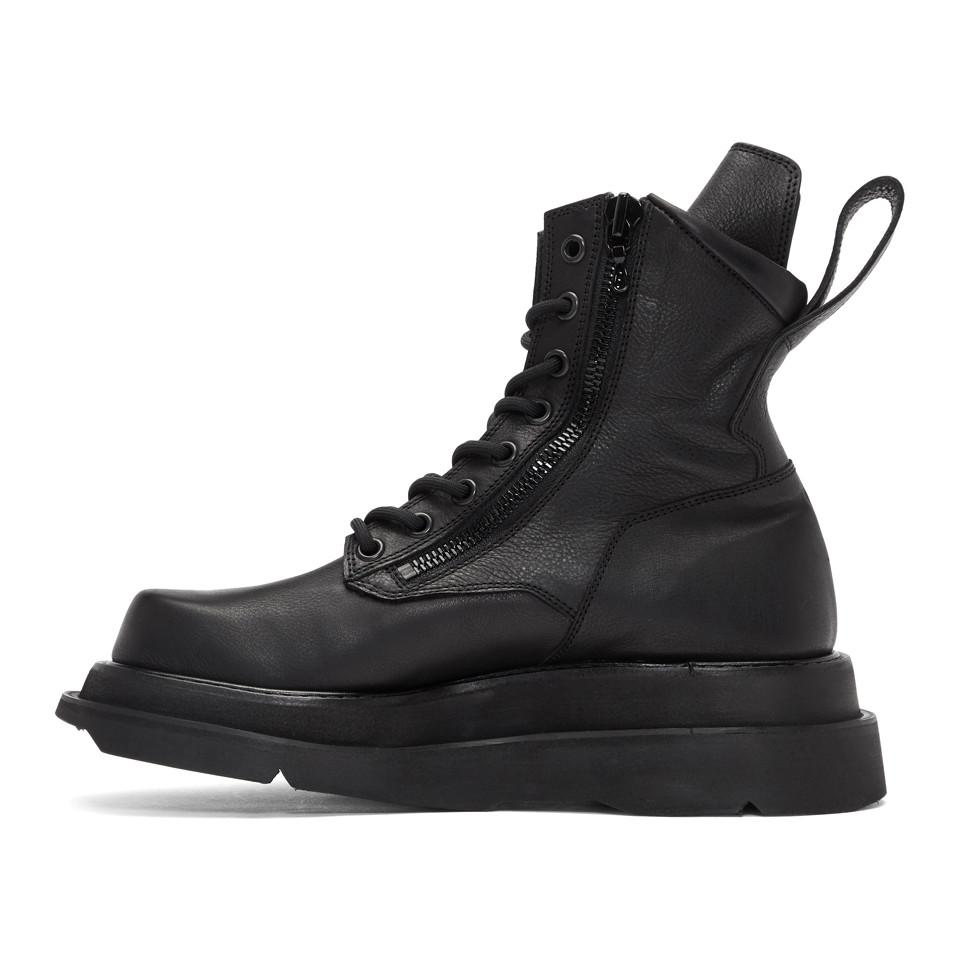 Julius Black Wide Sole Combat Boots for Men | Lyst