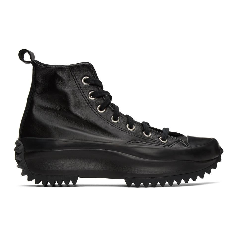 black run star hike high top sneakers