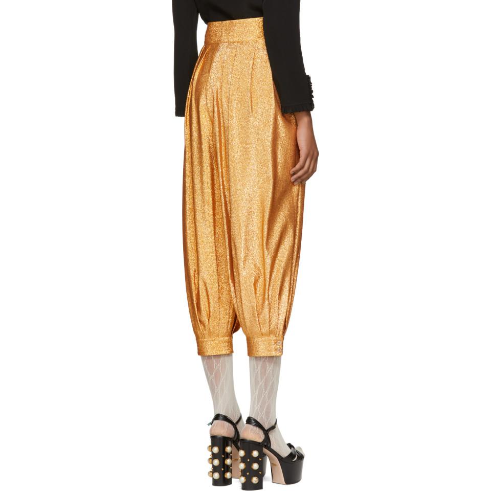 gold lurex pants