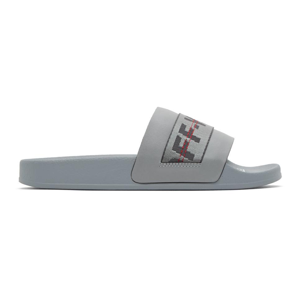 Off-White c/o Virgil Abloh Off Stamp Logo-appliquéd Rubber Sliders in Gray  for Men | Lyst