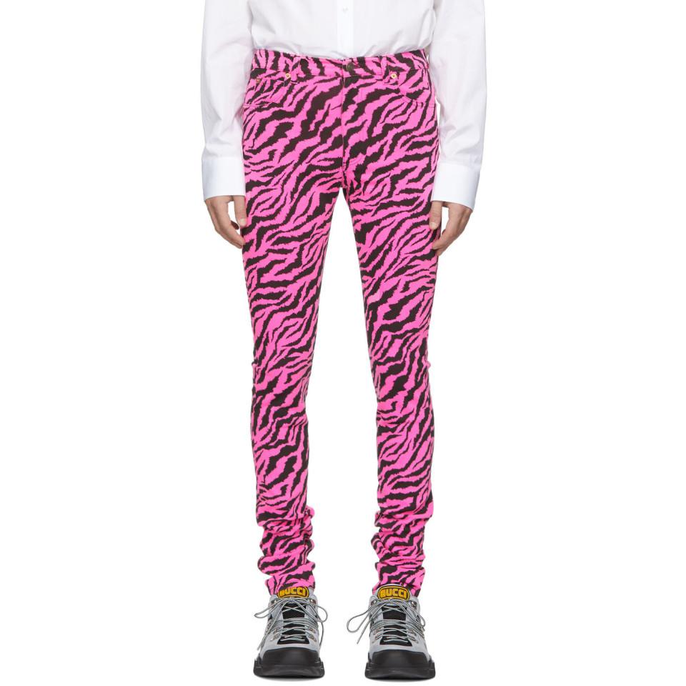 Gucci Denim Pink And Black Zebra Skinny 