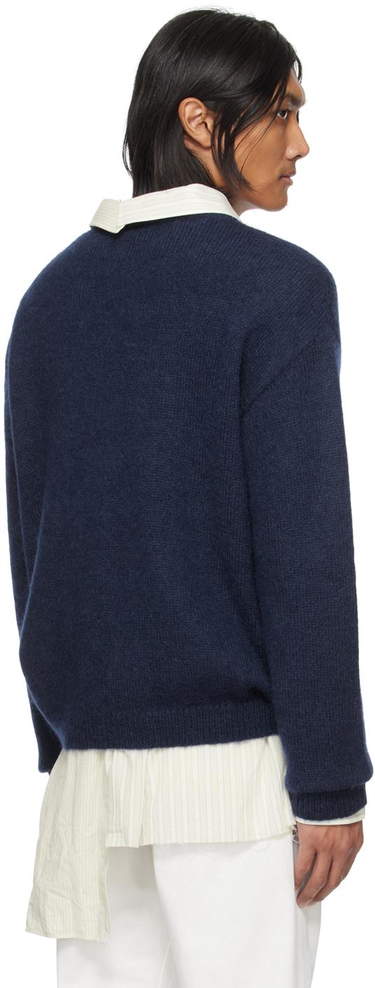 Lanvin メンズ ブルー ネイビー モヘア セーター セーター & ニット