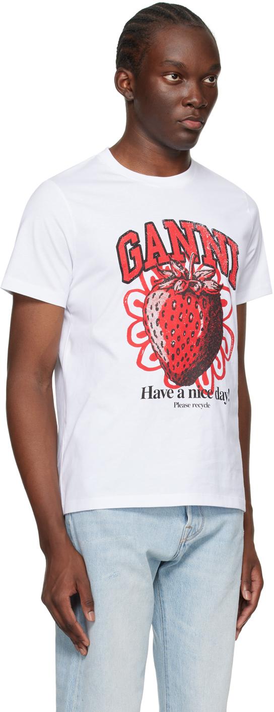 Ganni White Relaxed Strawberry T-shirt for Men | Lyst