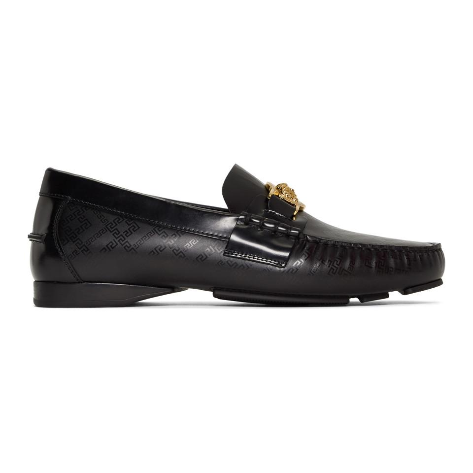 Versace Leather Black Medusa Driving Loafers for Men Lyst