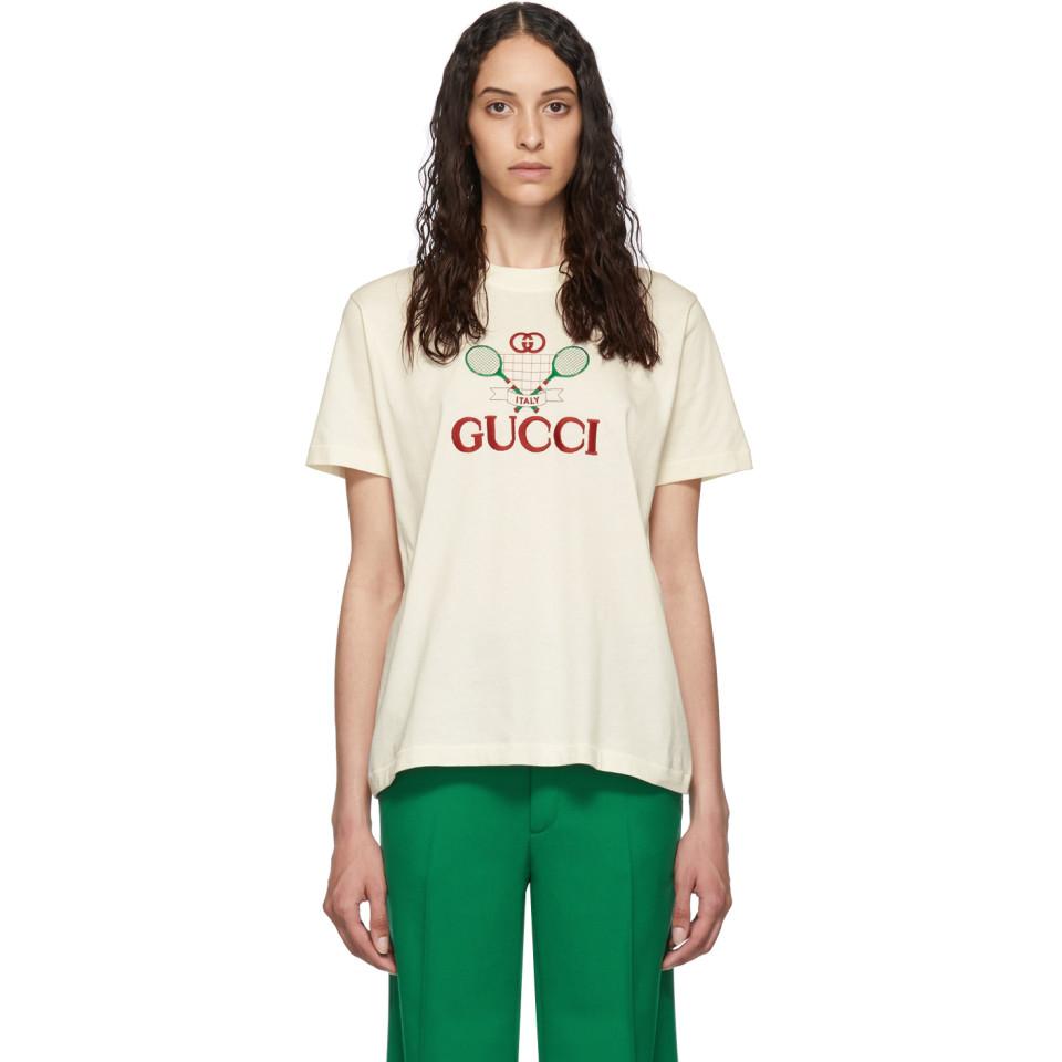 Gucci Cotton Off-white Tennis T-shirt - Lyst
