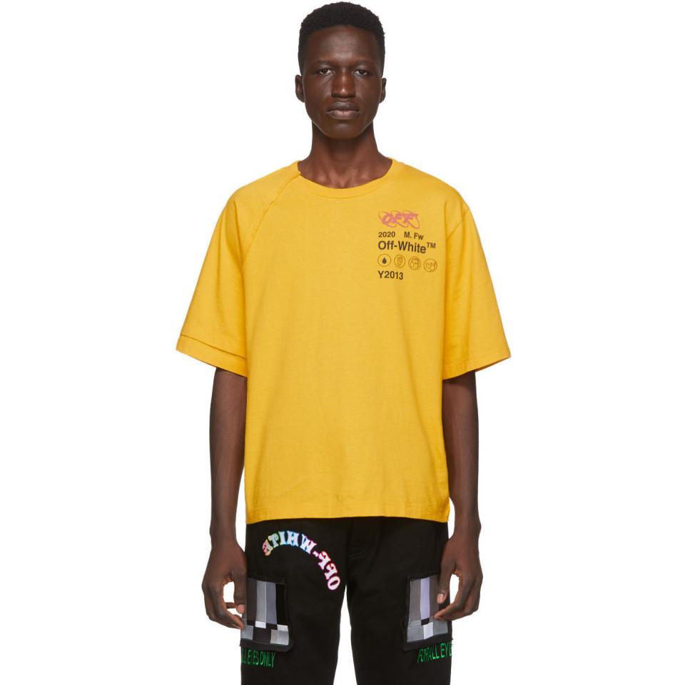 fusion Kvarter skolde Off-White c/o Virgil Abloh Cotton Industrial Y013 Reconstructed Tee in  Yellow for Men - Lyst