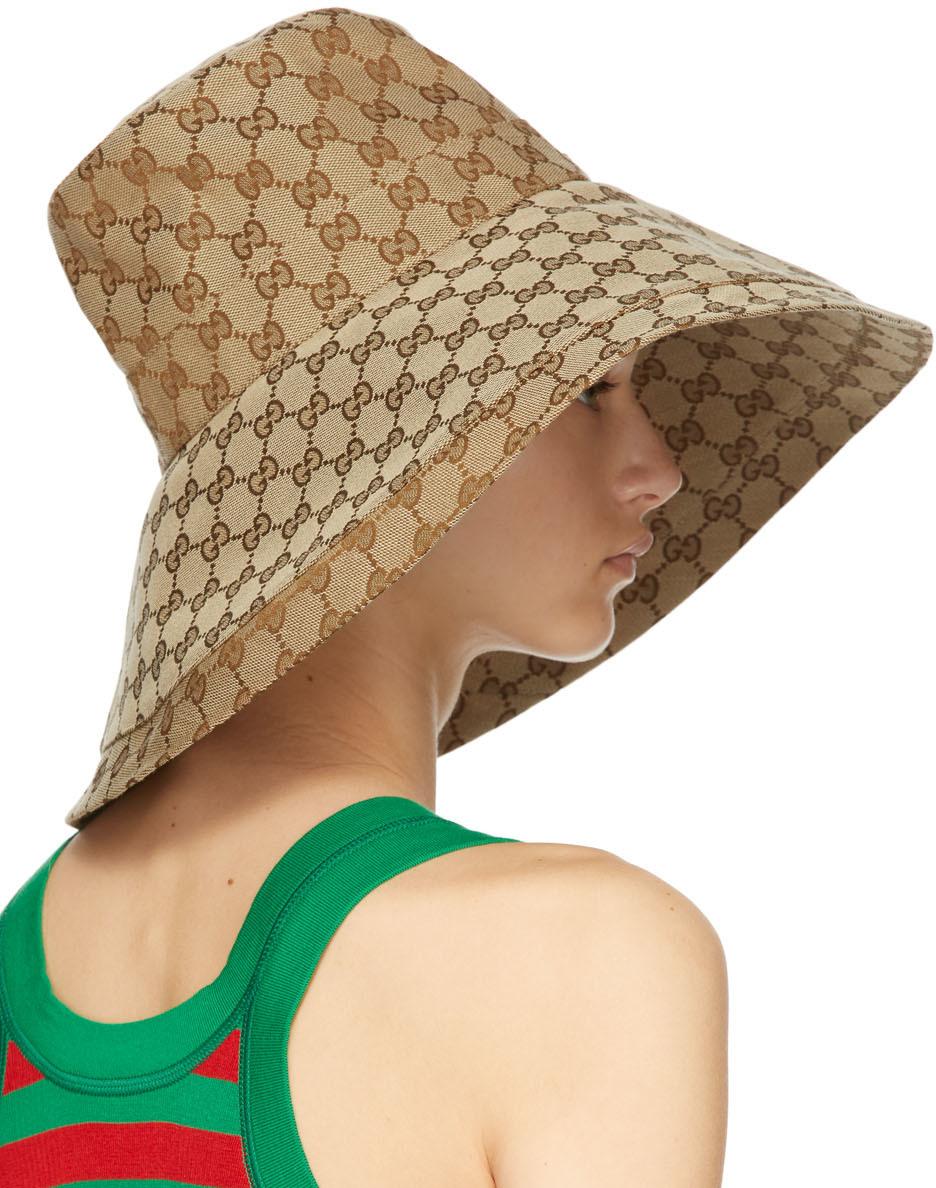 Gucci Canvas GG Wide Brim Hat in Natural | Lyst