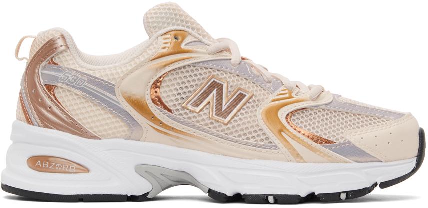 New Balance Beige & Gold 530 Sneakers | Lyst