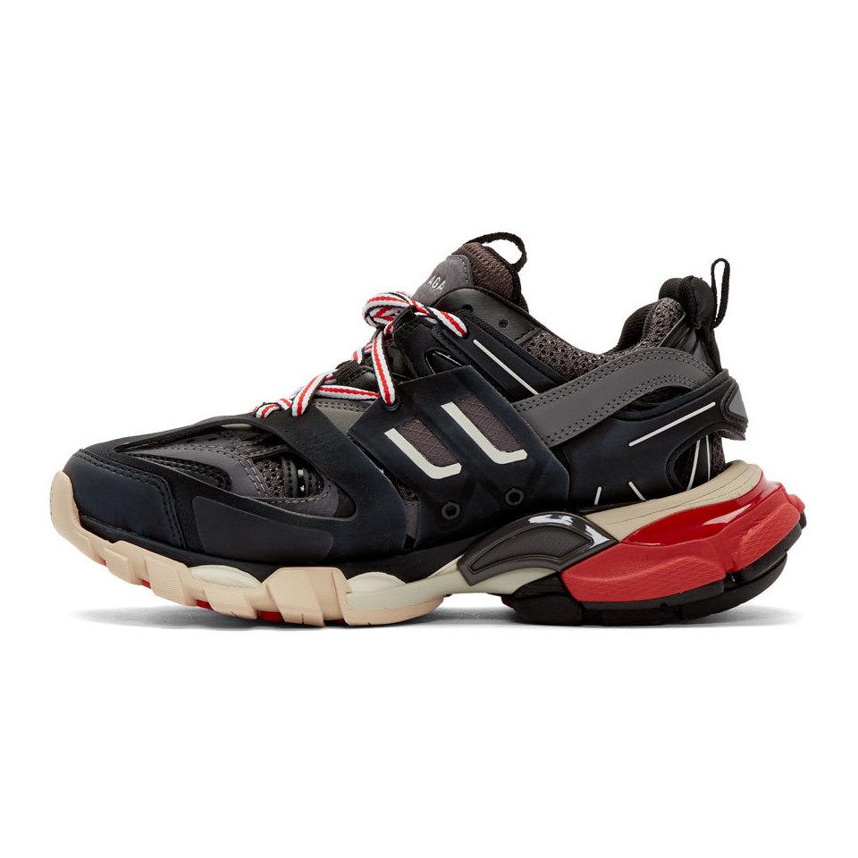 Balenciaga Black Red Track Sneakers Lyst