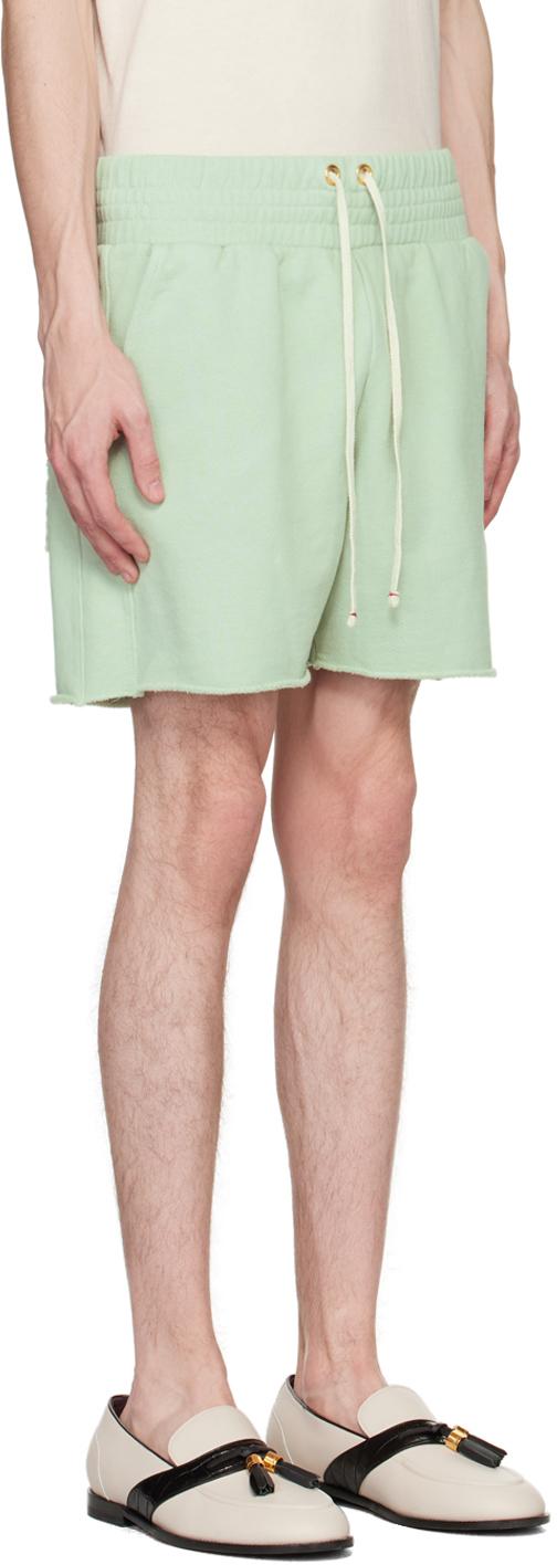 Les Tien メンズ グリーン ーン カットオフ ショートパンツ ハーフパンツ