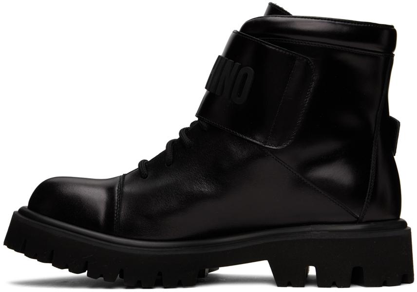 Moschino メンズ ブラック バックルブーツ ブーツ