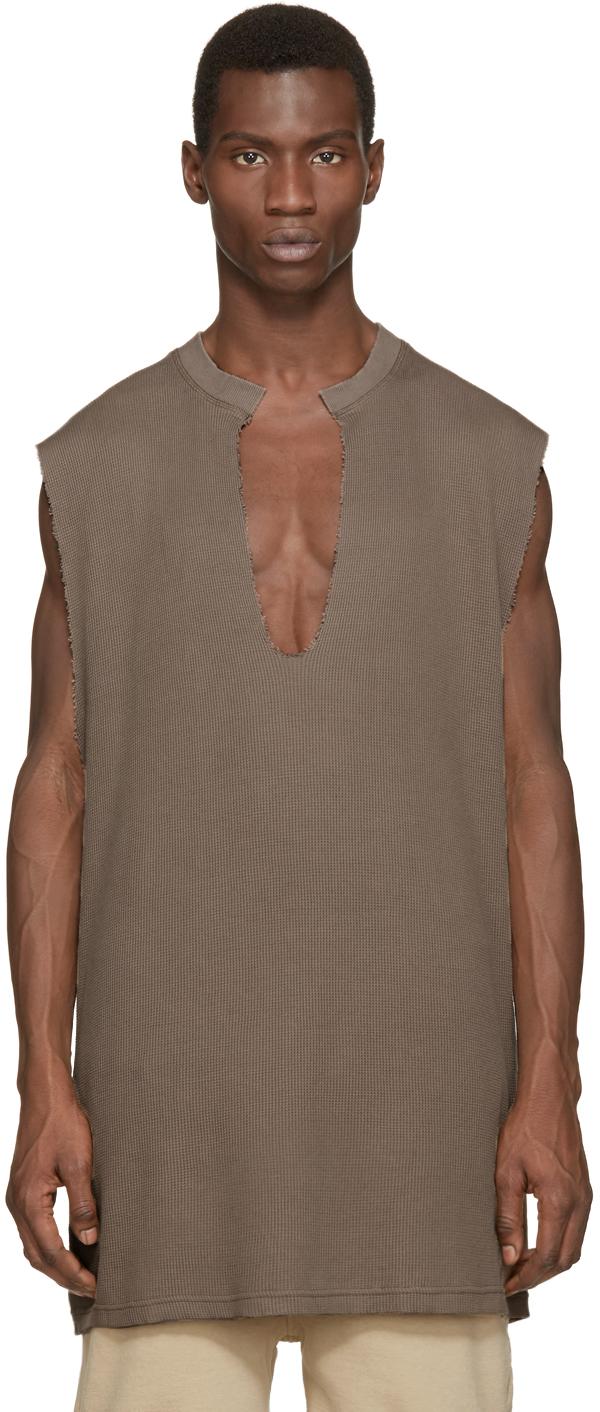 Yeezy Taupe Waffle Cotton Thermal Tank Top in Brown for Men | Lyst