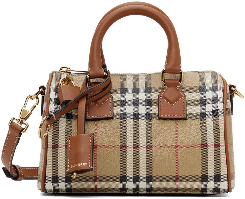 Burberry Beige Mini Check Bowling Bag in Brown Lyst