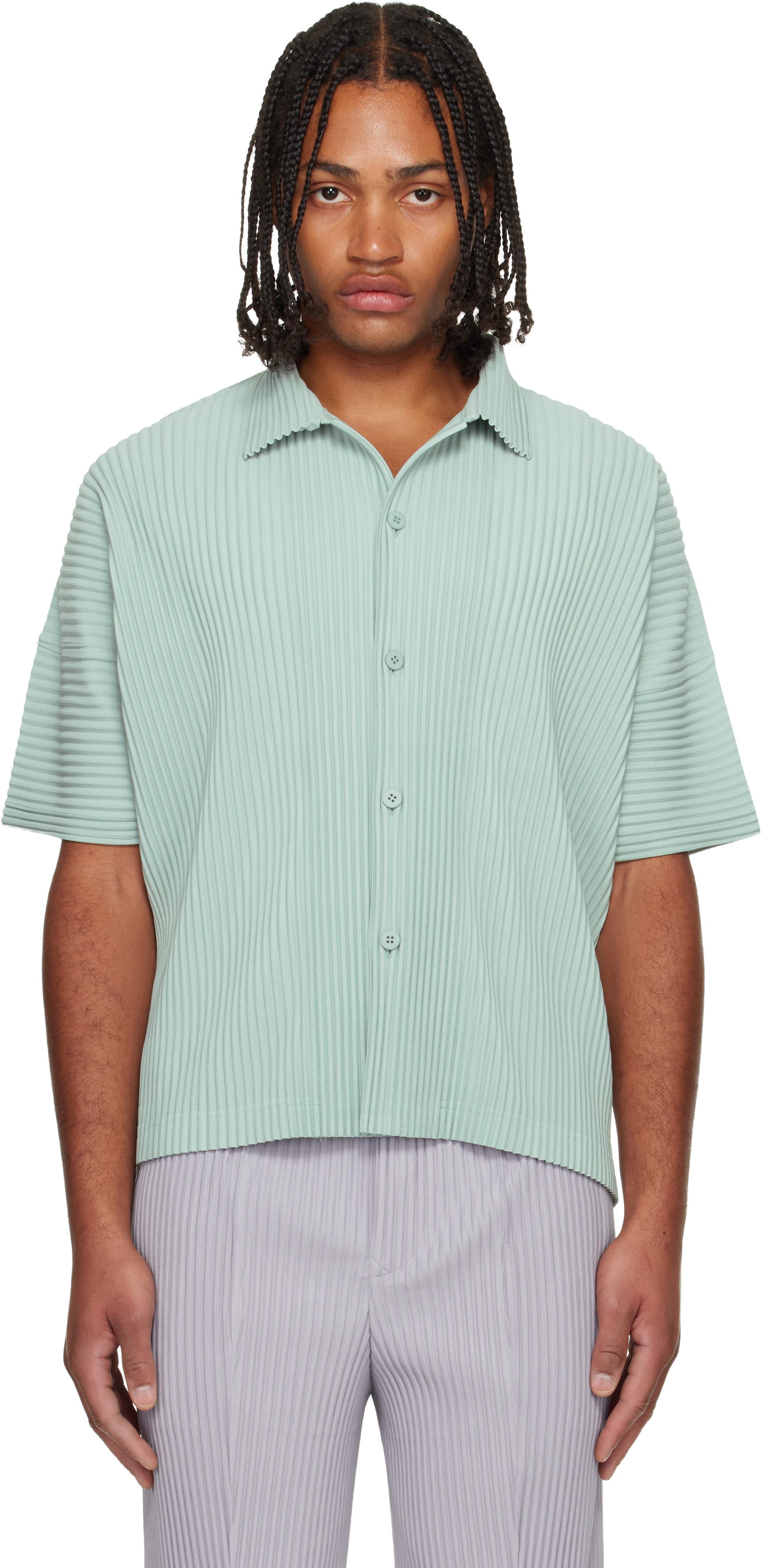 Green Homme Plissé Issey Miyake Shirts for Men | Lyst