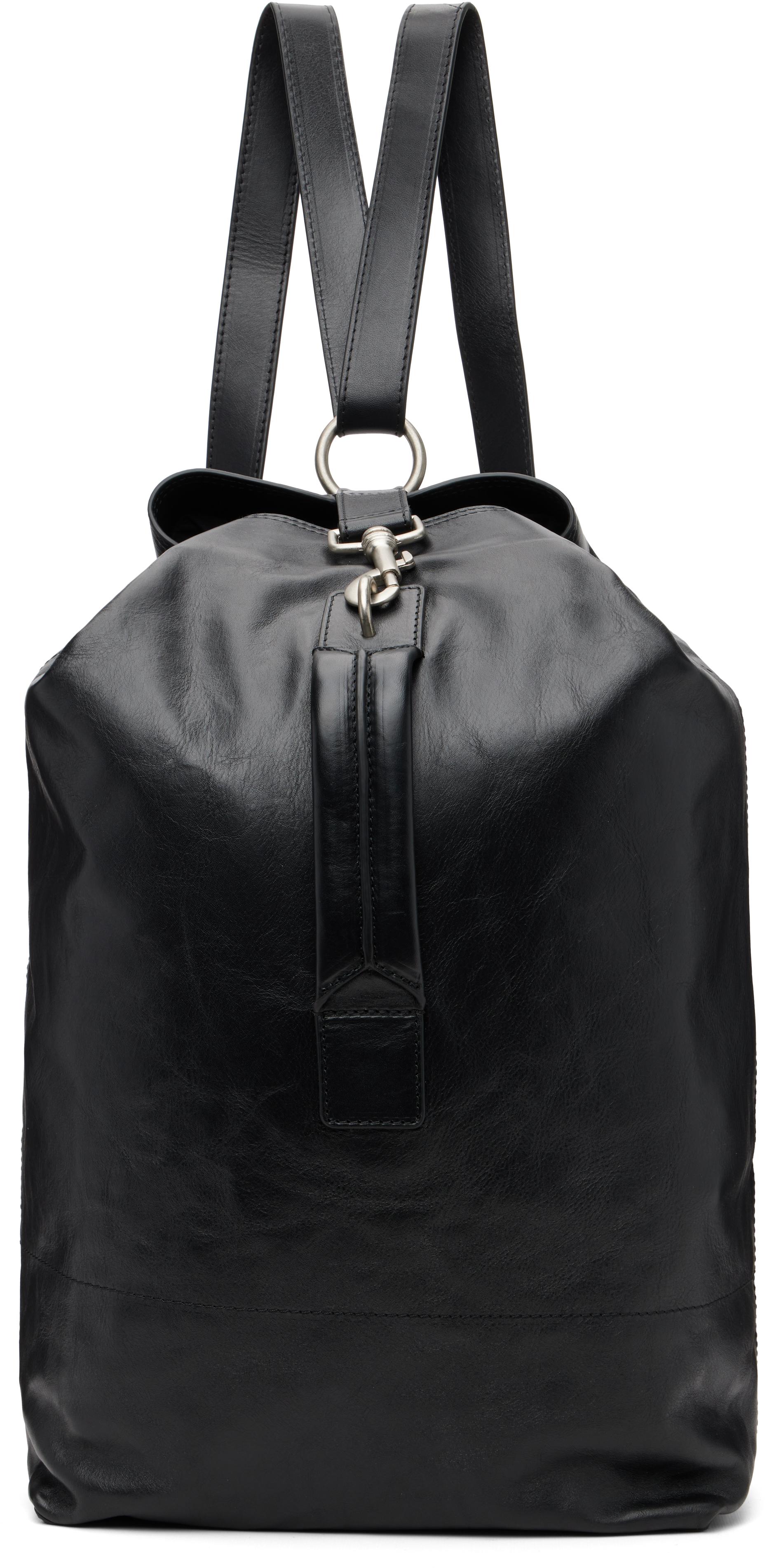 Dries Van Noten Adjustable Leather Backpack in Black for Men | Lyst