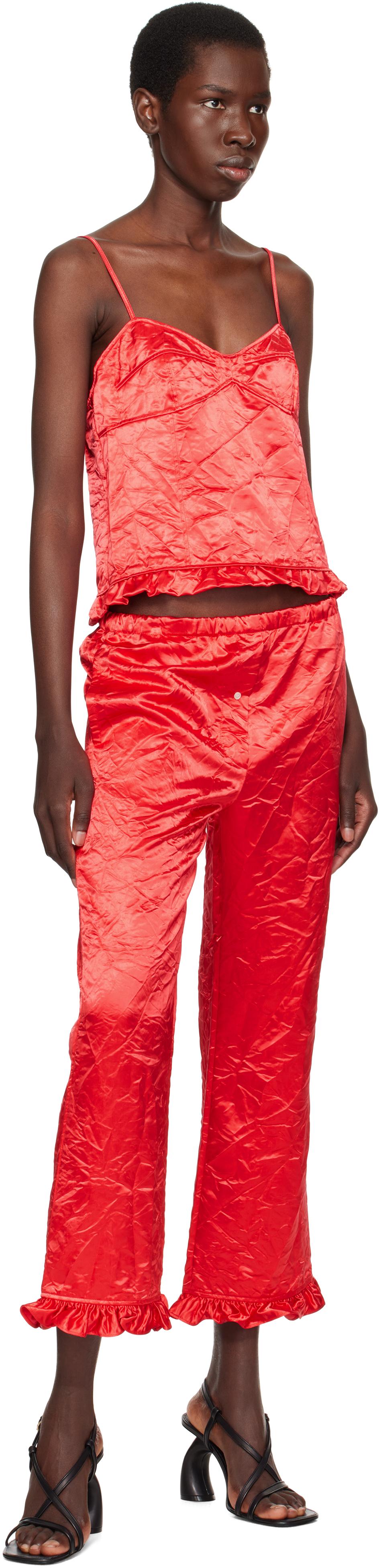 【関税込み】Meryll Rogge レッド クリース サテン トラウザーズ MERYLL ROGGE レッド クリース サテン トラウザーズ レッド | Lyst