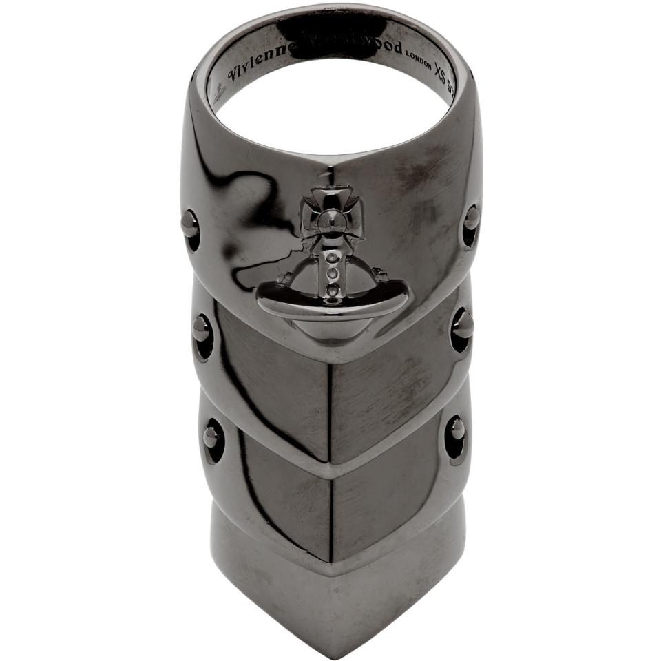 Vivienne Westwood Gunmetal Armor Ring in Black for Men