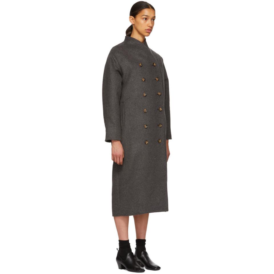 Totême Grey Wool Bergerac Coat in Gray | Lyst
