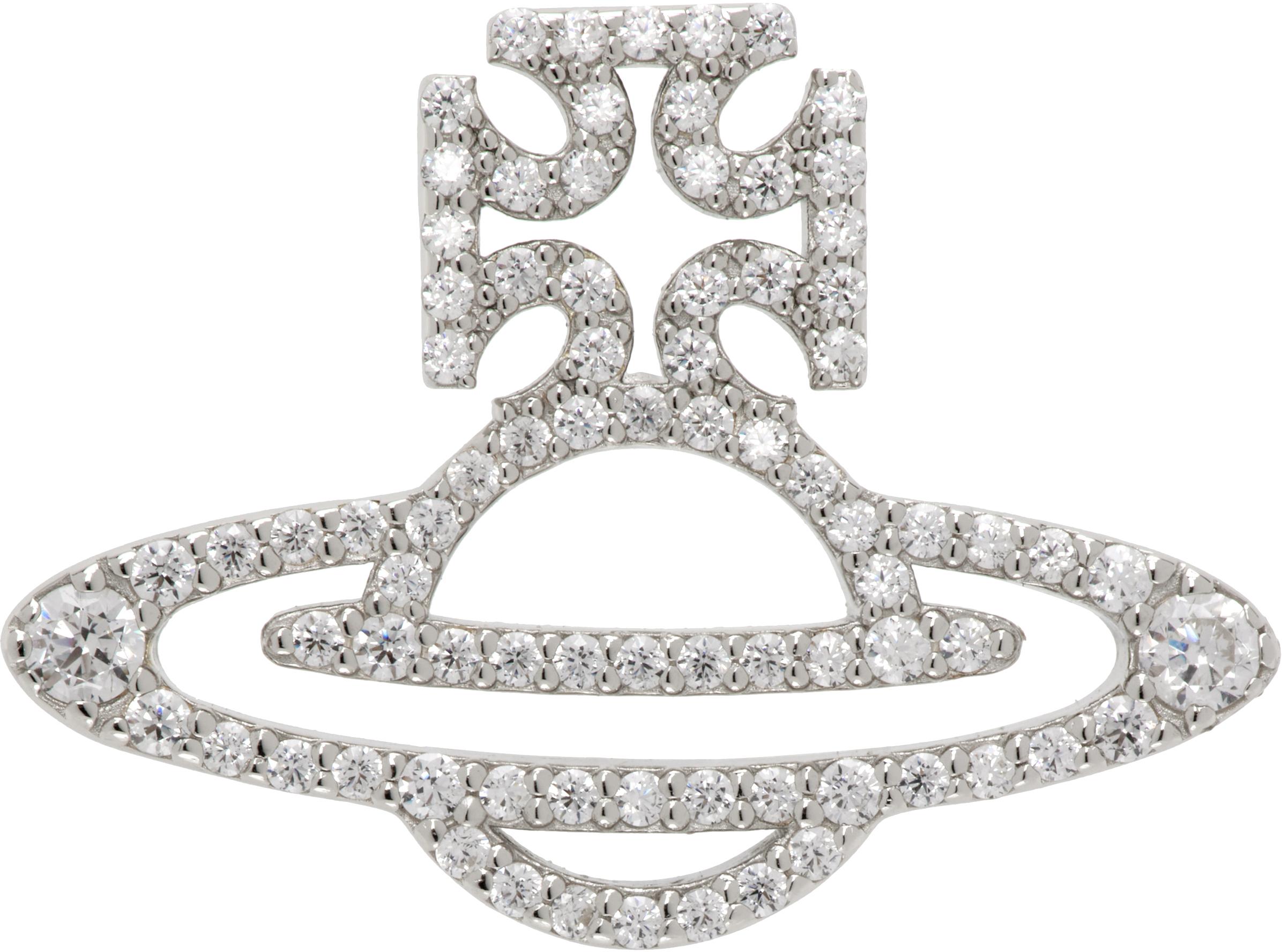 Vivienne Westwood メンズ ブラック シルバー Trudy シングル スタッド 