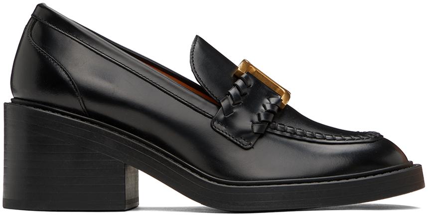 Chloé レディース ブラック Marcie ヒール ローファー フラットシューズ