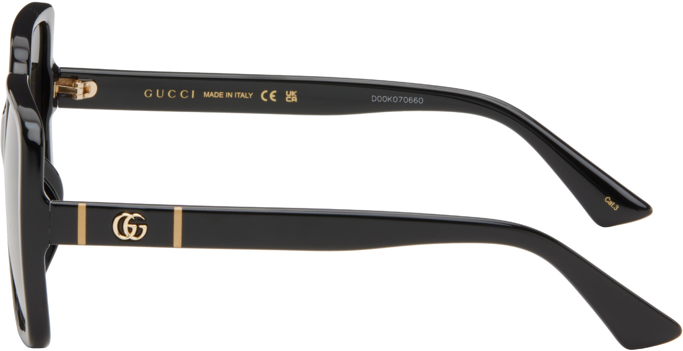 GUCCI ブラック Lines Thin GG Temple サングラス Black Lines Thin GG Temple Sunglasses by Gucci on Sale
