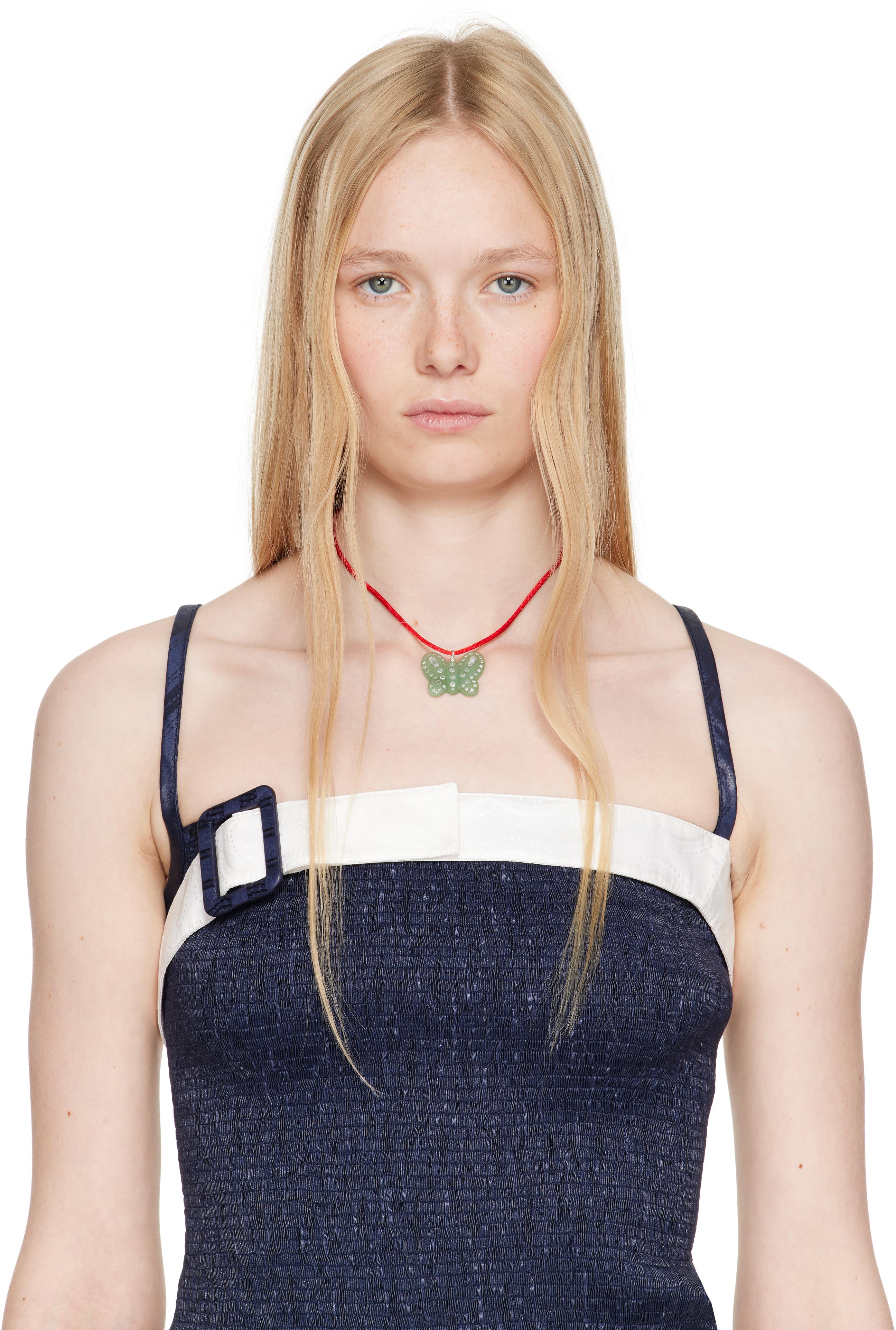 Sandy Liang レッド Jade Butterfly ネックレス レッド | Lyst