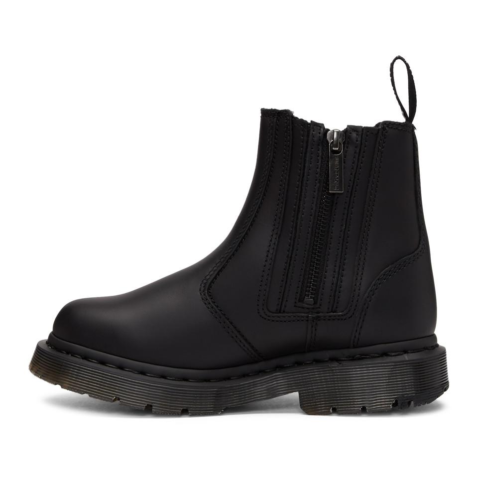 dr martens 2976 alyson black leather snowgrip flat chelsea boots