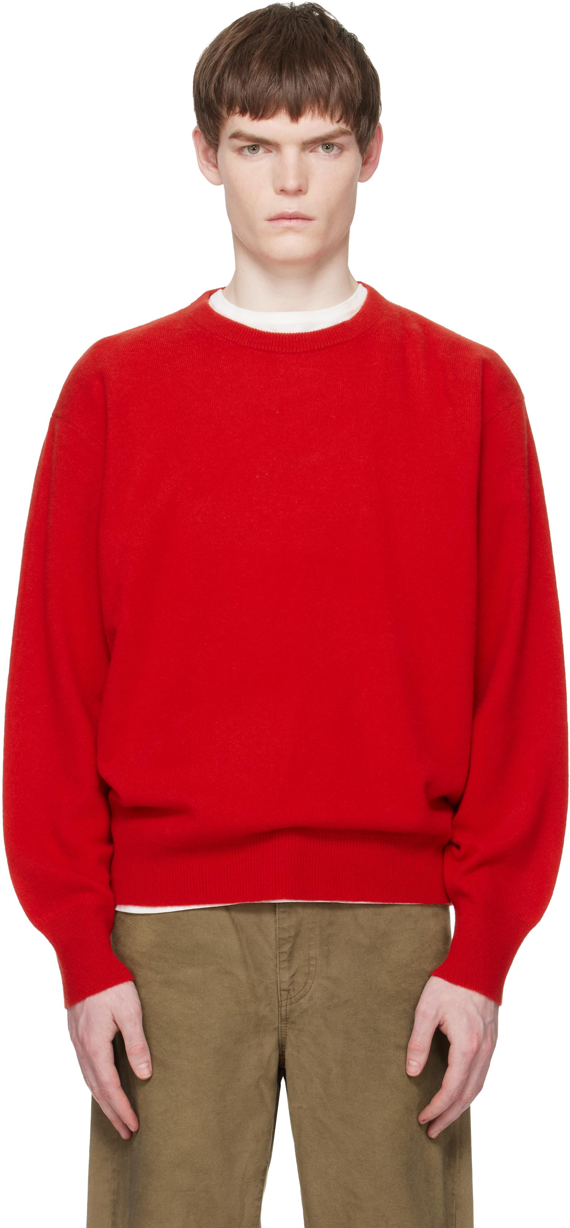 Ssstein Pure Cashmere Knit Crew Neck Ls Sweater in Red for Men | Lyst