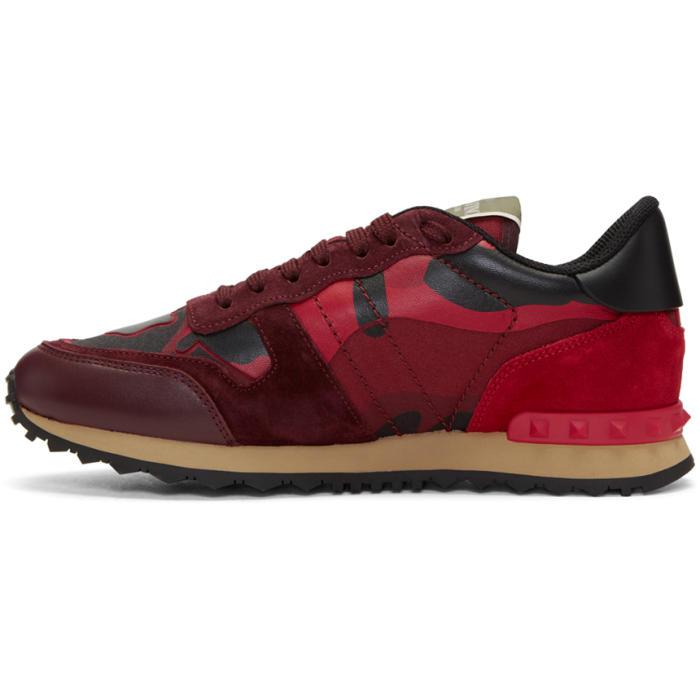Valentino Canvas Red Camo Rockrunner Sneakers for Men | Lyst