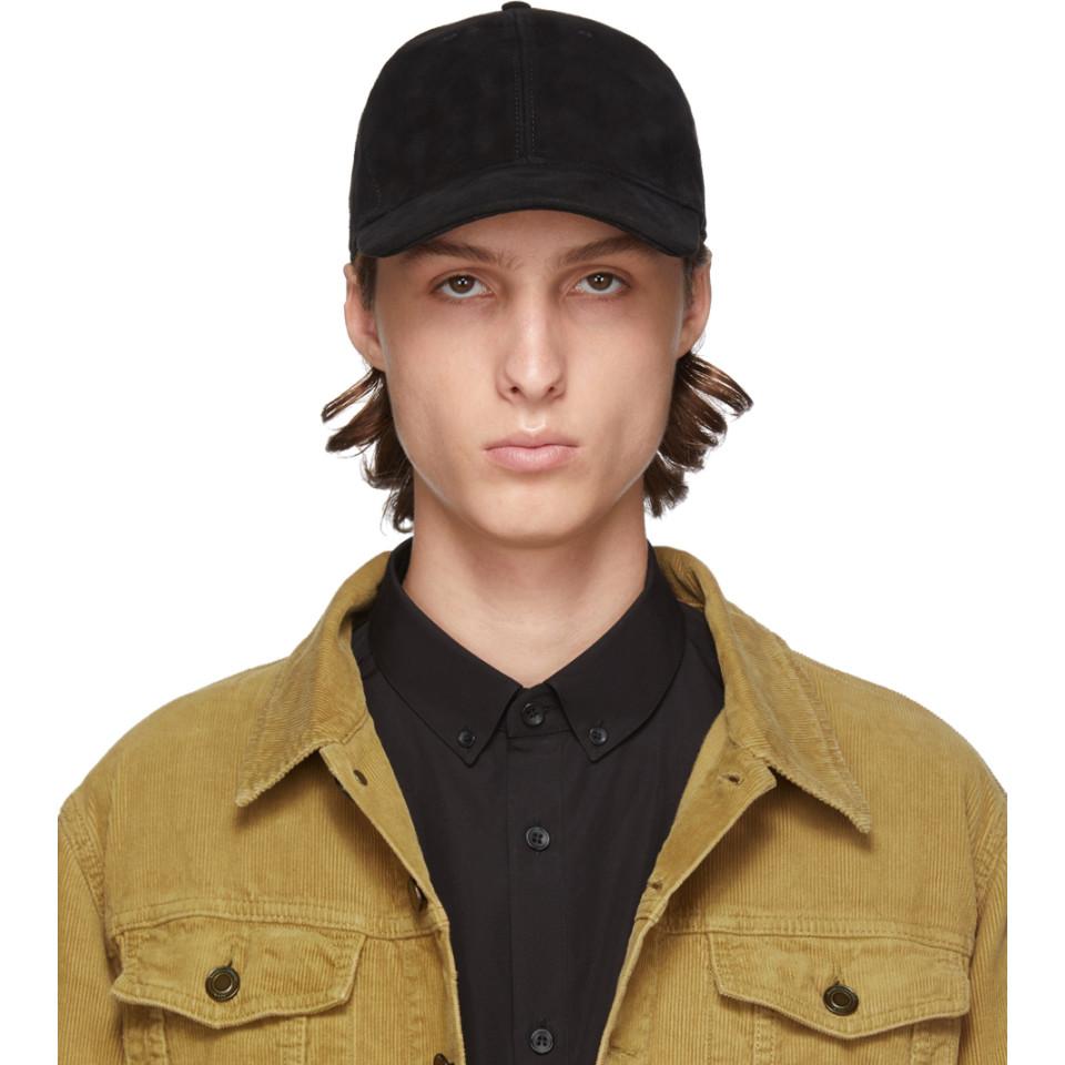 Saint Laurent Black Suede Cap for Men | Lyst