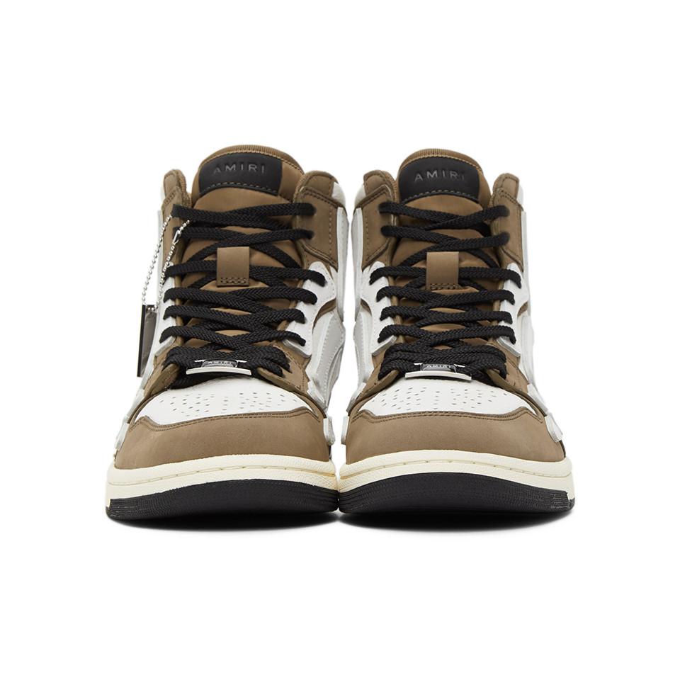 Amiri Leather Brown And White Skeleton High-top Sneakers for Men 