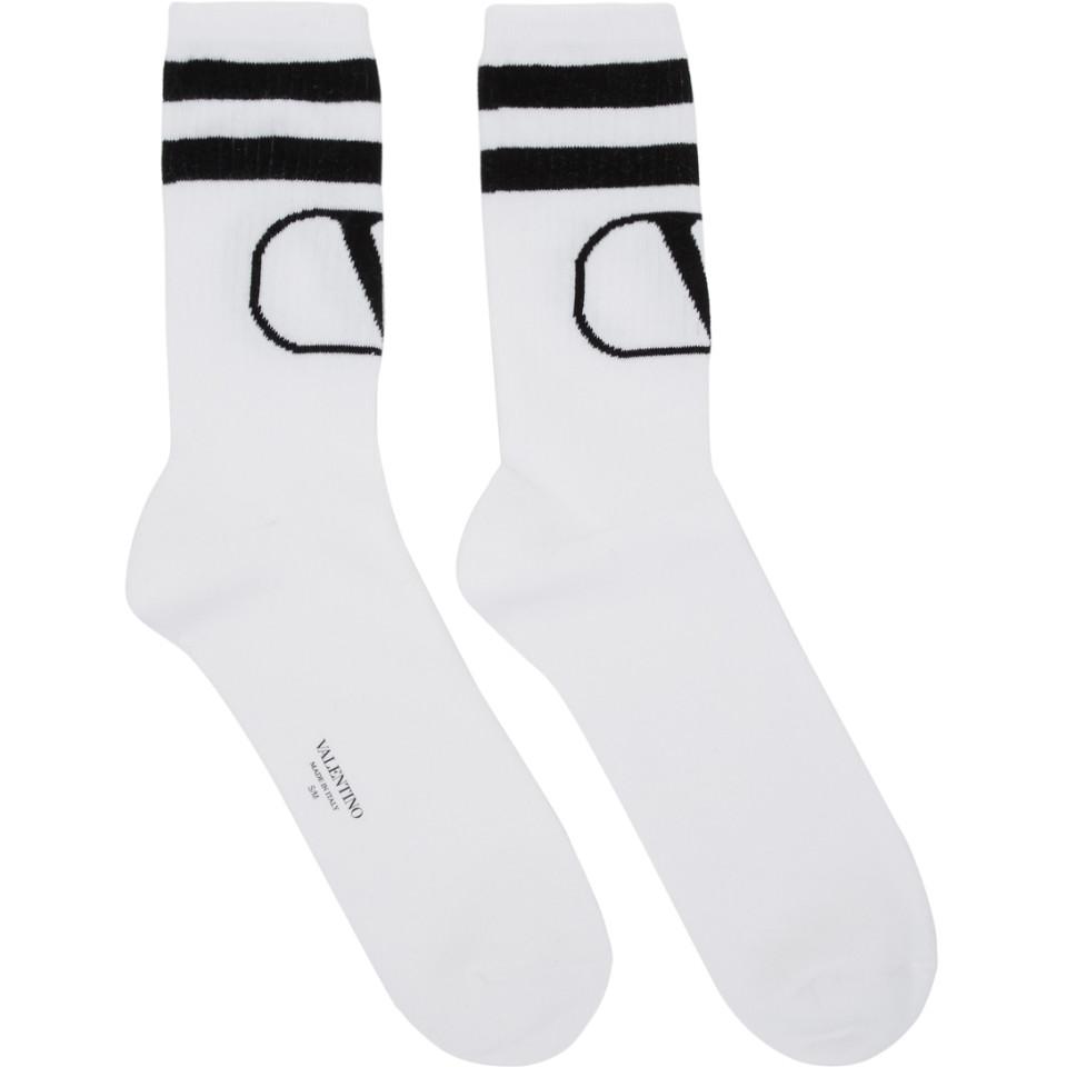 Valentino White Garavani Vlogo Socks in White for Men - Lyst