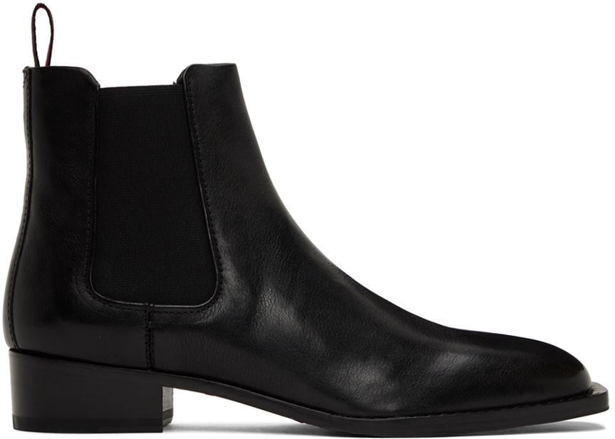 HUGO Black Leather Chelsea Boots for Men | Lyst