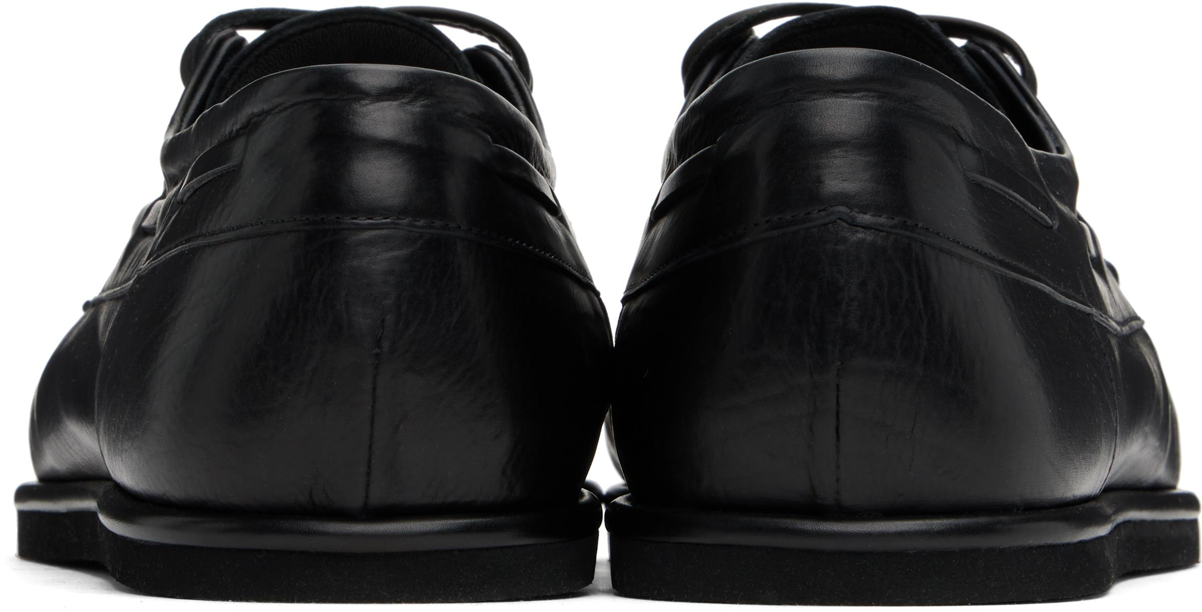 AURALEE Soft Leather Deck Shoes in Black | Lyst UK