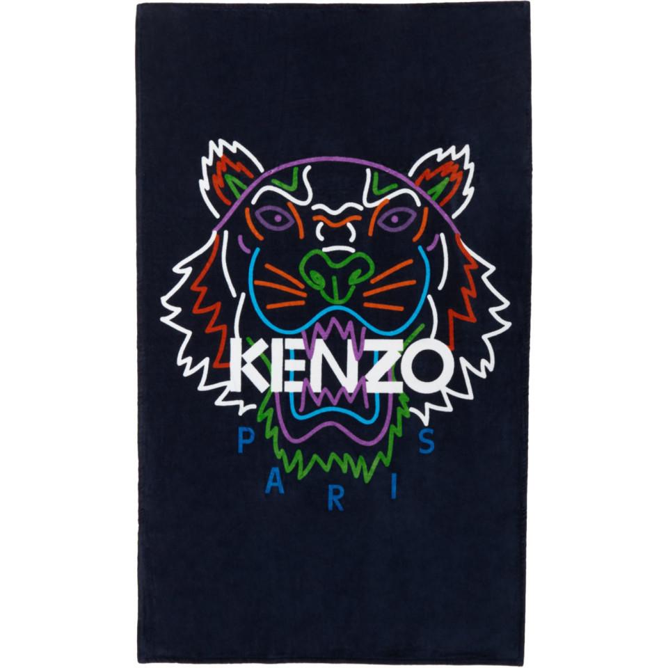 Kenzo Tiger Logo Beach Towel Multi-Blue 